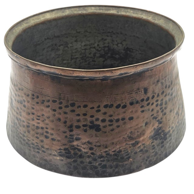 Late 19th Century Antique Hand Hammered Copper Jam Pot Basin, French Country Farmhouse, 14.5" For Sale - Image 5 of 9