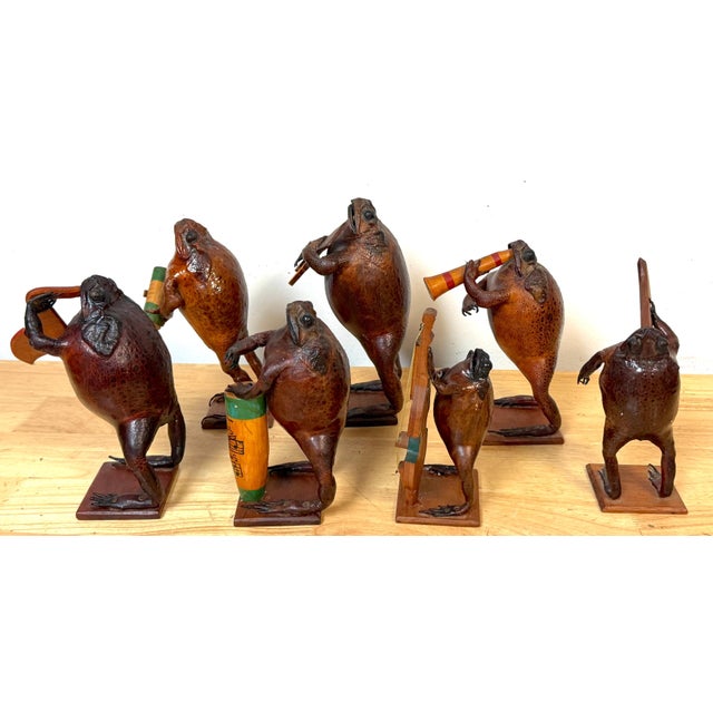 Mid-20th C. Mexican Hand-Carved Seven-Piece Frog Orchestra, with Carlos Campos For Sale - Image 11 of 18