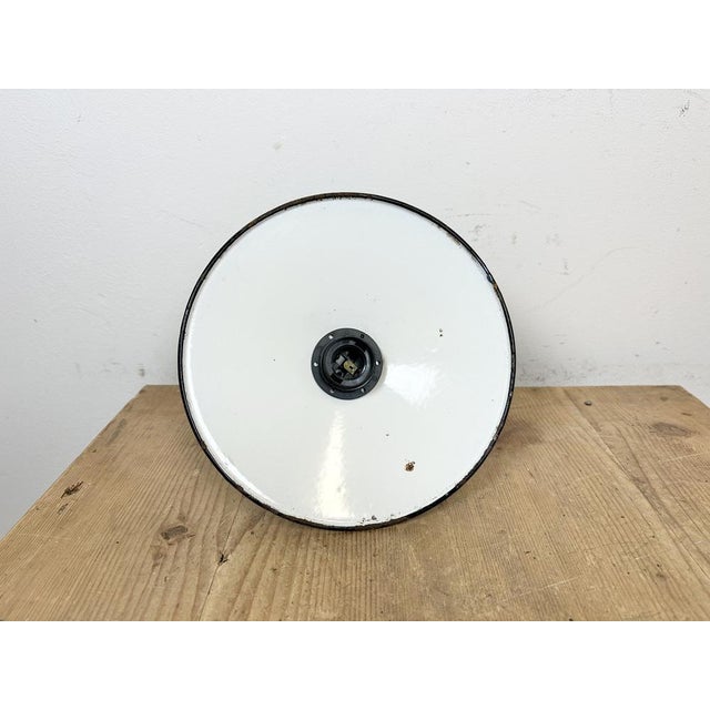 Industrial Blue Enamel Factory Pendant Lamp with Cast Aluminium Top, 1960s For Sale - Image 15 of 16