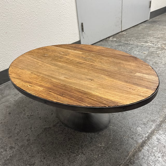 2010s Restoration Hardware Aero Oval Reclaimed Elm Coffee Table For Sale - Image 5 of 12