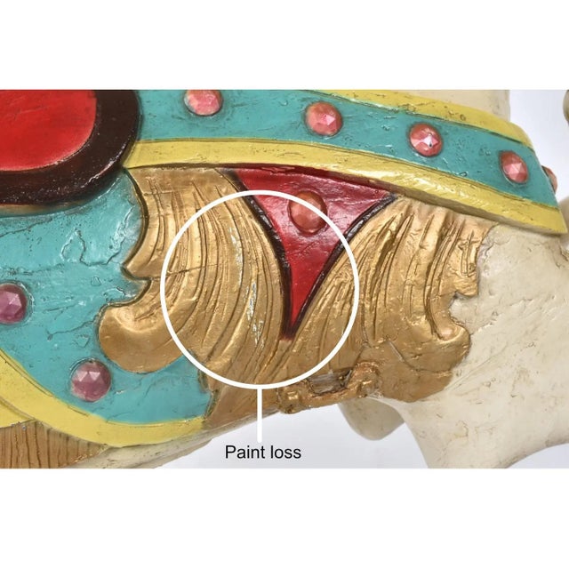 c.w. Parker White Carousel Jumper Horse With Hand Painted Accents on Brass Pedestal For Sale - Image 12 of 12