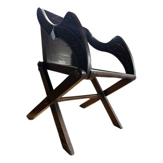 Antique Carved Oak Glastonbury Cross Stretcher Chair, 1890s For Sale
