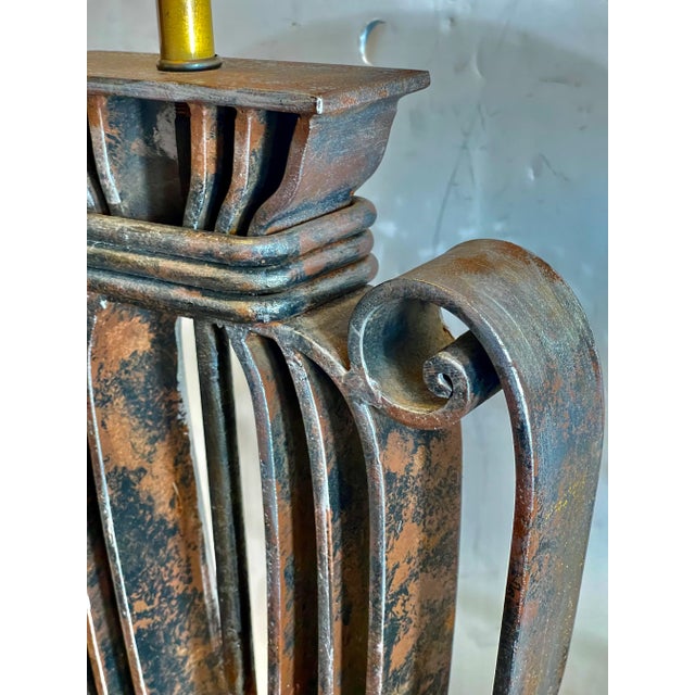Polished Metal Shade & Wrought IronTable Lamp, France, 1940s For Sale - Image 15 of 18