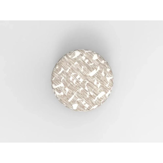 Cassette Pouf in Douce Folie Grége Fabric and Smoked Oak by Alter Ego for Collector For Sale - Image 4 of 5
