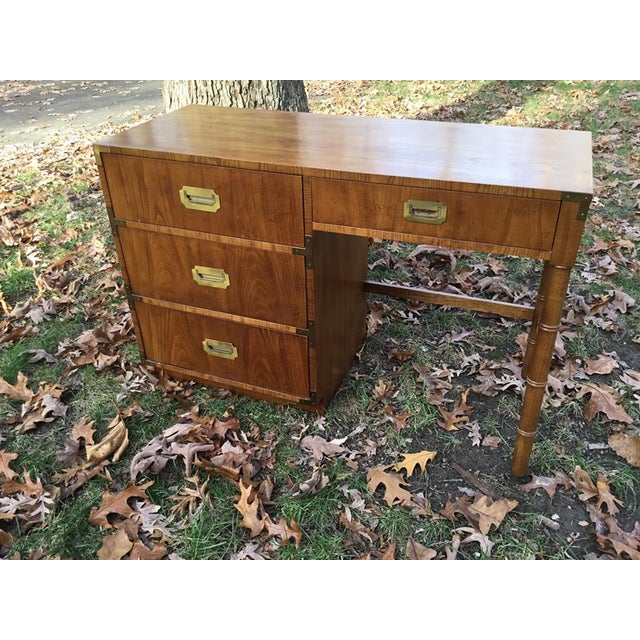 1970's Dixie Furniture Campaigner Collection Oak Desk Chairish