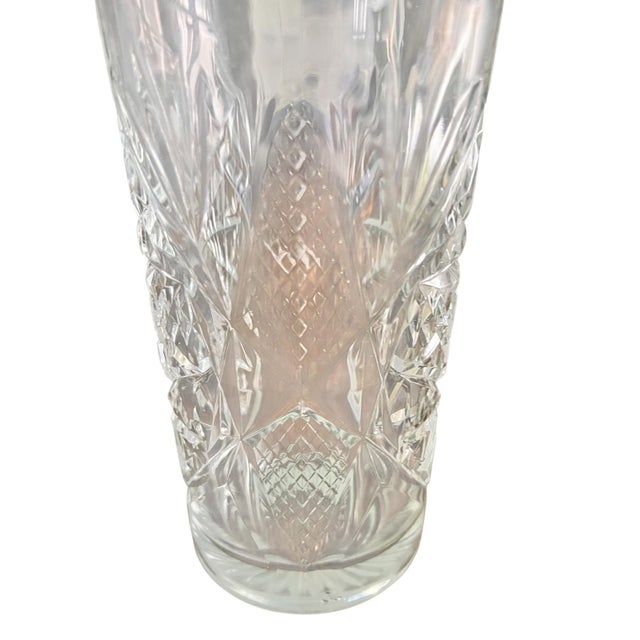 Glass Vintage Cut Crystal Flower Vase Hollywood Regency Glam Traditional Victorian Edwardian Art Deco For Sale - Image 7 of 7