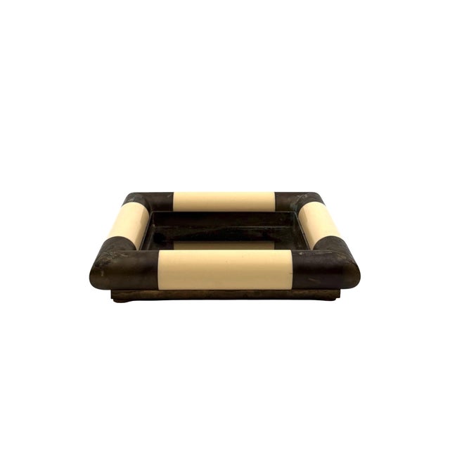 Mid-century mirrored brass vide poche Tommaso Barbi Italy 1970 Italy 1970 brass, wood, mirror H 4,5 cm x 20 × 20 cm...