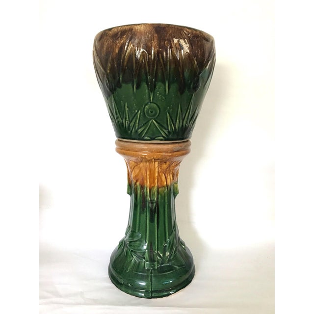 Vintage McCoy Art Pottery 'Sun and Moon' Jardiniere and Pedestal Chairish