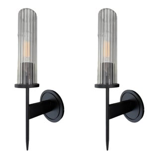 Jonathan Browning Alouette Black Bronze Sconces, Pair For Sale