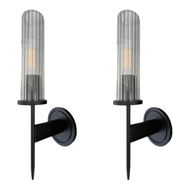 Jonathan Browning Alouette Black Bronze Sconces, Pair For Sale