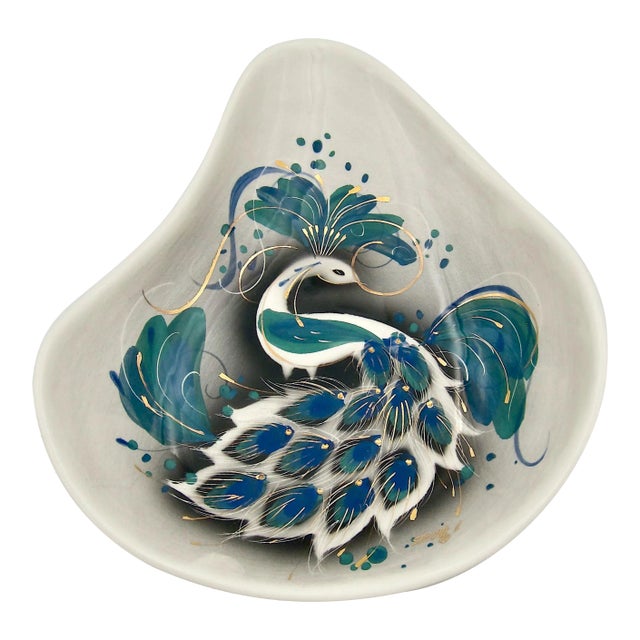Sascha Brastoff Peacock Bowl Circa 1950 For Sale