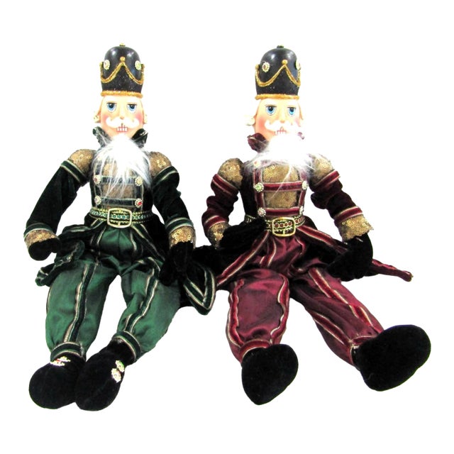 1990s Two Katherine's Collection Nutcracker Shelf Sitter Dolls Christmas Castle Theme For Sale