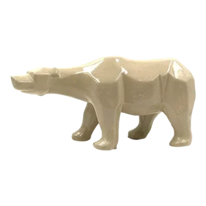 Art Déco Style Cubist Craquelé Polar Bear , L&v Ceram, France Ca. 1970