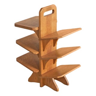 Mid-Century Magazine Stand in Oak by Guillerme Et Chambron, 1940s For Sale