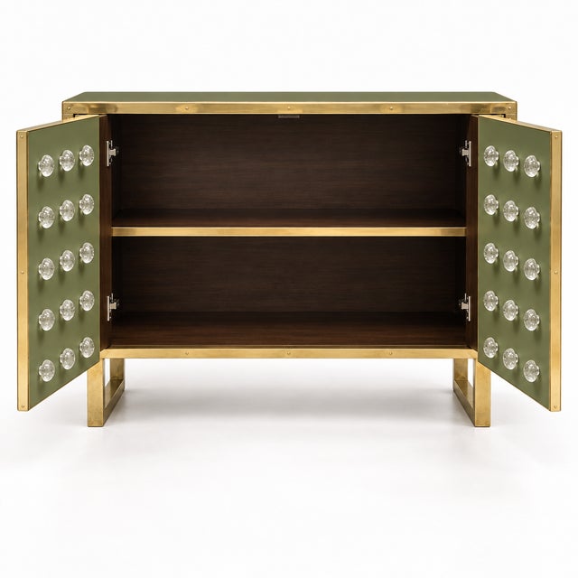 Olive Green Dry Bar with Murano Glass Sphere Doors from Justfurnituress SRL For Sale - Image 4 of 7
