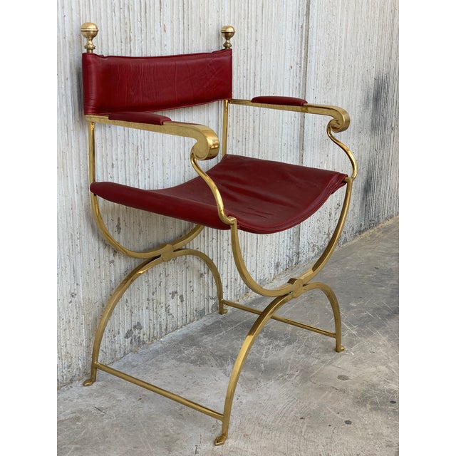 1960s 1960s Italian Hollywood Regency Chrome and Leather Savonarola Director's Chairs For Sale - Image 5 of 13