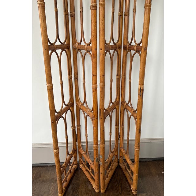 Mid-Century Modern Vintage 1970s Four-Panel Bamboo Screen For Sale - Image 3 of 12