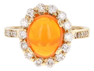 2.84 Carat Oval Cut Ethiopian Opal Diamond Yellow Gold Ring, Size 7
