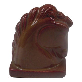Deco Ceramic Horse-Head Bookend For Sale