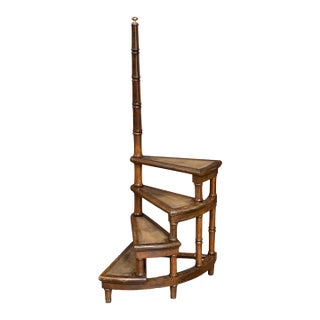 Library Stair Steps of Mahogany and Leather in the Regency Style From England For Sale