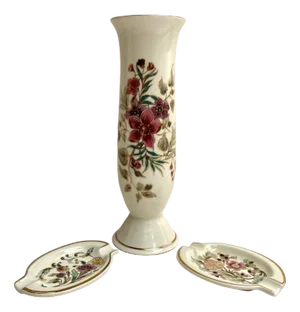 Vintage Vase and Ashtrays in Porcelain by Zsolnay, Hungary, 1950s, Set of 3