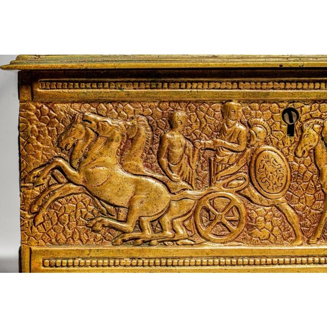 Grand Tour Figural Relief Neoclassical Heavy Metal Keepsake Antique Box Jewelry Casket Grand Tour Decor Style Home Decor For Sale - Image 3 of 14