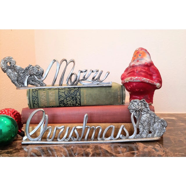 Traditional Merry Christmas Holiday Dog Sign Pup For Sale - Image 3 of 6