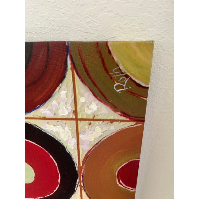 Large Scale 40x40 Roth “Circular Reasoning Iii” Hand-Embellished Mixed Media Canvas Vintage Andrew Kolb Roth Embellished Giclee For Sale - Image 4 of 8