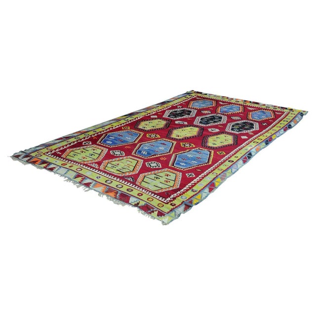 Turkish Colorful Sarkisla Kilim Rug, 1930s For Sale - Image 11 of 11