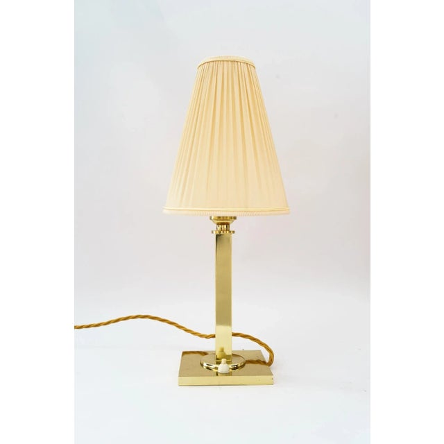 Masive Art Deco Table Lamp with fabric shade vienna around 1920s Polished and stove enameled The fabric shade is replaced...