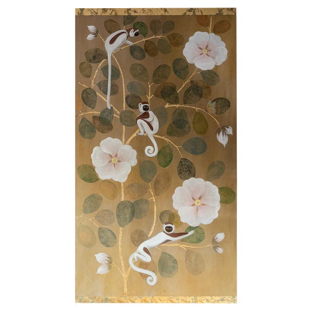 French Artist, Lemurs, Painted Canvas For Sale