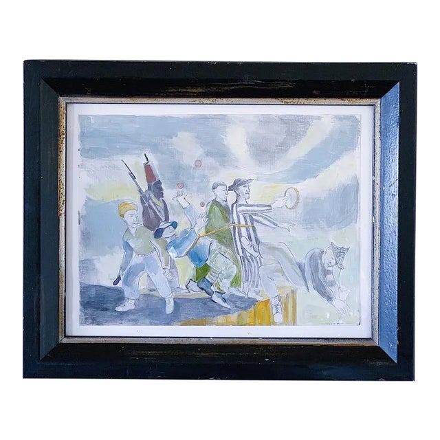 Late 20th Century Expressionist Figurative Original Painting by Paton Miller, Framed For Sale