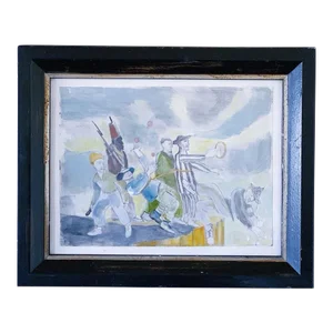 Late 20th Century Expressionist Figurative Original Painting by Paton Miller, Framed