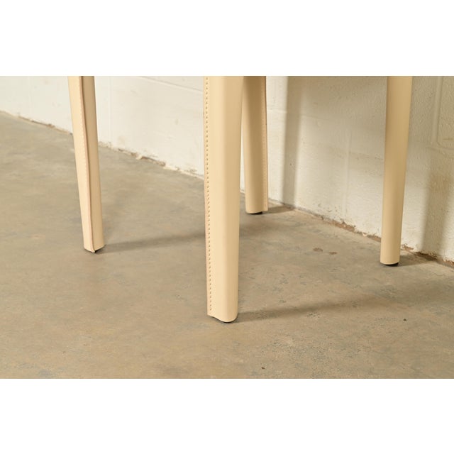 Mario Bellini Style Italian Modern Cream Leather Wrapped High Back Dining Chairs, Set of Six For Sale - Image 11 of 14