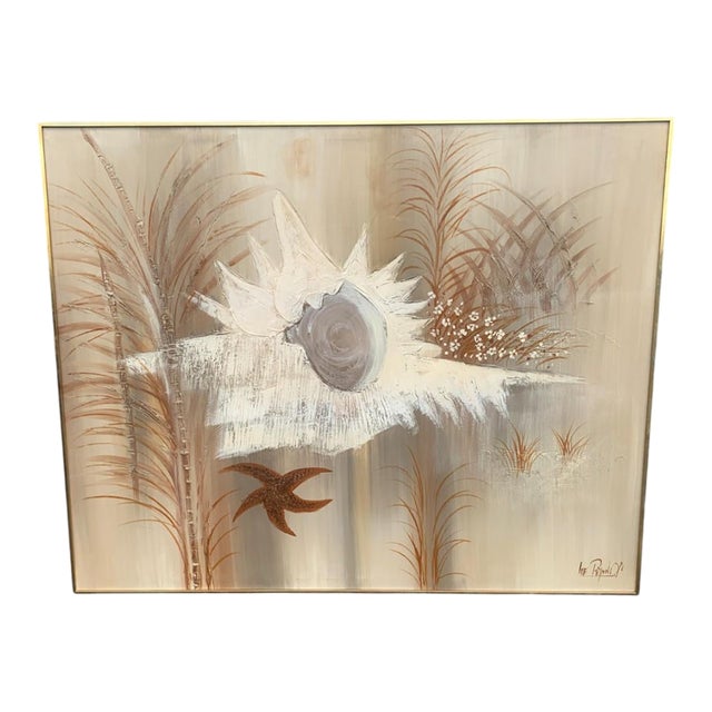 Lee Reynolds Signed Original Canvas Painting Shell/Starfish 5'x 4' For Sale