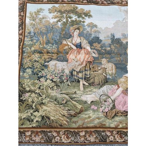 Vintage French Aubusson Style Jacquard Tapestry, 1970s For Sale - Image 3 of 18