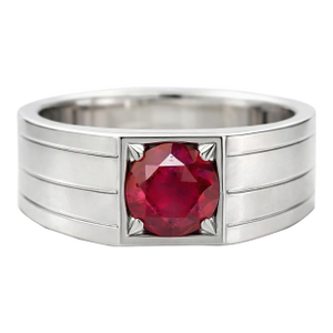 Ruby Solitaire Ring for Men Silver, Gold, Size 10