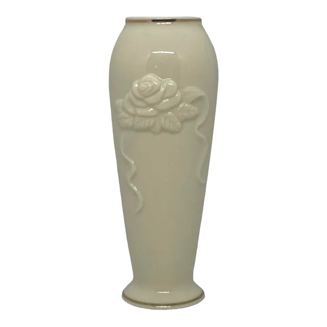 Vintage 1980’s Lenox Rosebud Collection Rose Bloom” Cream Porcelain Bud Vase For Sale
