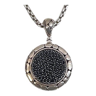 John Hardy Sterling Black Sapphire Kali Lava Enhancer Pendant on 26" Box Chain For Sale