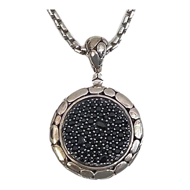 John Hardy Sterling Black Sapphire Kali Lava Enhancer Pendant on 26" Box Chain For Sale