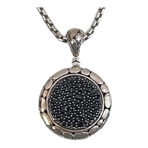 John Hardy Sterling Black Sapphire Kali Lava Enhancer Pendant on 26" Box Chain