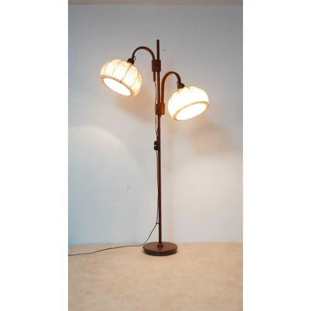 Teakwood Double Floor Lamp from Domus, Denmark, 1970s For Sale - Image 5 of 11