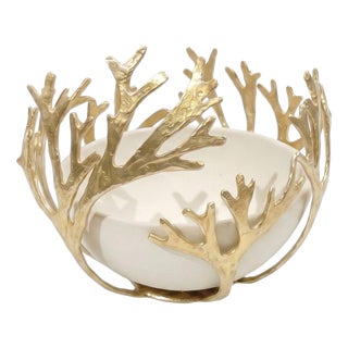 The Neiredes Fruit Bowl in Brass and Porcelain by Auste Ost For Sale