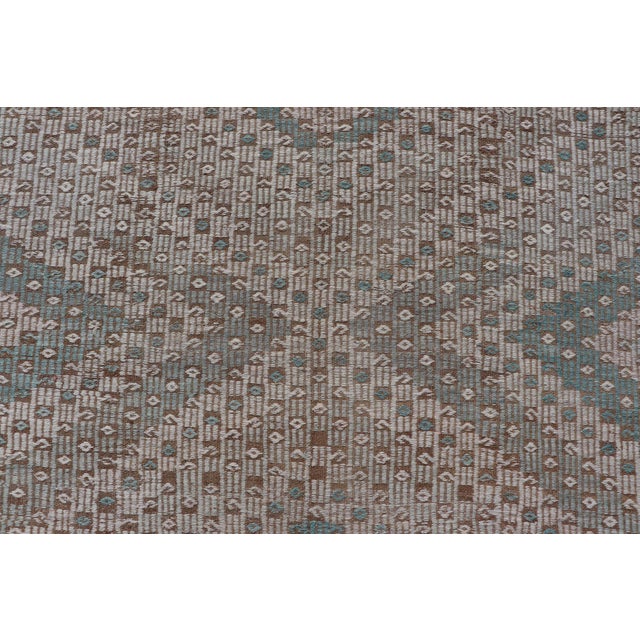 Vintage Turkish Embroidered Flat-Weave Rug With Geometric Design For Sale - Image 9 of 13