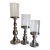 Vintage Towle Chrome-Plated Metal Candle Holders With Hurricane Glass Shades - A Set of 3 For Sale