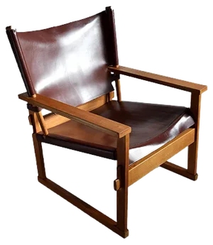 Mid-Century Danish Oak & Dark Brown Leather Safari Armchair by Poul Hundevad for Vamdrup