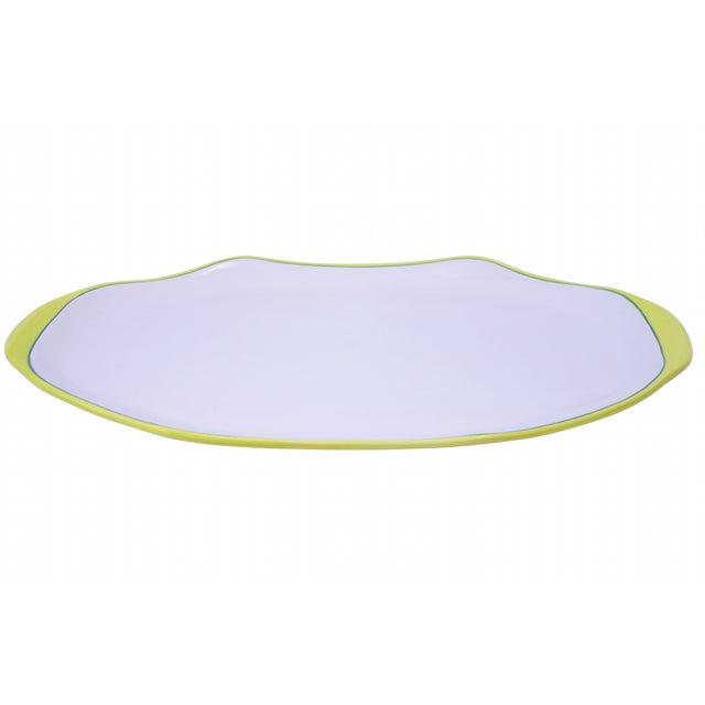 Shabby Chic Vietri Chartreuse Rim 17" Tray For Sale - Image 3 of 4