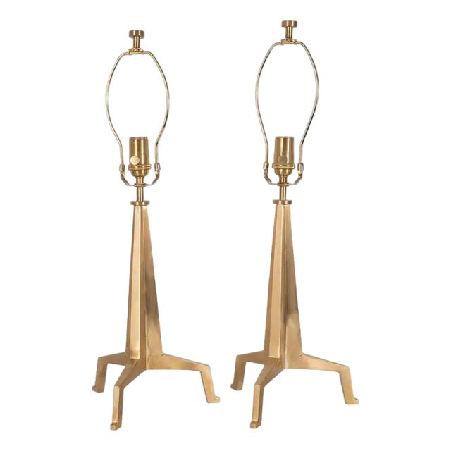 Early 21st Century Marcelo Bessa Brutalist Tripod Table Lamps - A Pair For Sale