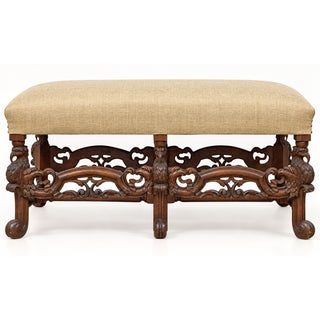 Early 20th-C. Neo-Classical Style Carved Mahogany Bench With Eagles For Sale