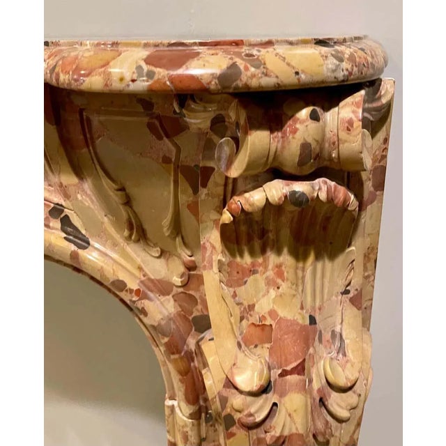 French Beige and Rouge Marble Fire Surround For Sale - Image 4 of 13